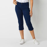 LIZC Sara Crop Mid Rise Essential BLUE Capri - Smgarment's